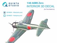 Quinta Studio QD48624 A6M5 Zero, Mitsubishi Prod. 3D-Printed & coloured Interior on decal paper (Fine Molds) 1/48