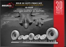 RESArm 48-03059 F 22 - Wheels under load (3D resin printing) 1/48