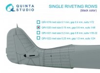 Quinta Studio QRV-021 Single riveting rows (rivet size 0.20 mm, gap 0.8 mm, suits 1/32 scale), Black color, total length 5,8 m/19 ft