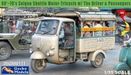 Gecko Models 35GM0111 60-70s Vietnam Saigon Shuttle Tricar w/ The Driver Passengers 1/35