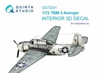 Quinta Studio QD72241 TBM-3 Avenger 3D-Printed & coloured Interior on decal paper ( HobbyBoss ) 1/72