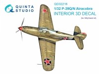 Quinta Studio QD32216 P-39Q/N Airacobra 3D-Printed coloured Interior on decal paper (KittyHawk) 1/32