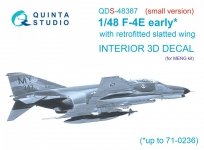 Quinta Studio QDS-48387 F-4E early with slatted wing 3D-Printed & coloured Interior on decal paper (Meng) (Small version) 1/48