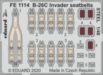 Eduard FE1114 B-26C Invader seatbelts STEEL 1/48 ICM