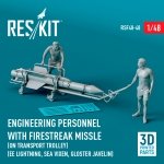 RESKIT RSF48-0048 Engineering Personnel with Firestreak misslle (on transport trolley) (EE Lightning, Sea Vixen, Gloster Javelin) (3D Printed) 1/48