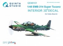 Quinta Studio QD48101 EMB-314 Super Tucano 3D-Printed & coloured Interior on decal paper (for HobbyBoss kit) 1/48