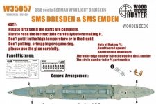 Wood Hunter W35057 Wood deck German Light Cruiser Dresden & Emden for Revell 1/350