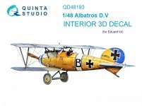 Quinta Studio QD48193 Albatros D.V 3D-Printed & coloured Interior on decal paper (Eduard) 1/48
