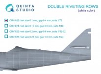 Quinta Studio QRV-023 Double riveting rows (rivet size 0.10 mm, gap 0.4 mm, suits 1/72 scale), White color, total length 6.7 m/22 ft