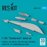 RESKIT RSU72-0193 F-105 THUNDERCHIEF DETAIL SET (COOLERS, EXIT EJECTOR, FUEL VENT MAST, TAIL HOOK,VENTRAL FIN, AIR CONDITIONING RAM INLET) (3D PRINTED) 1/72