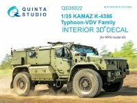 Quinta Studio QD35022 KAMAZ K-4386 Typhoon VDV family 3D-Printed & coloured Interior on decal paper (for RPG-model kit) 1/35