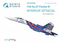 Quinta Studio QD32088 Su-27 3D-Printed & coloured Interior on decal paper (Trumpeter) (full version) 1/32