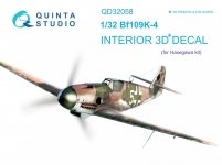 Quinta Studio QD32058 Bf 109K-4 3D-Printed & coloured Interior on decal paper (for Hasegawa kit) 1/32