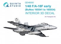Quinta Studio QD48050 F/A-18F early 3D-Printed & coloured Interior on decal paper (Hasegawa) 1/48
