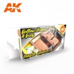AK Interactive AK11684 YELLOW, BROWN & GREY VEHICLE INTERIORS 6x17 ml