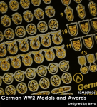 RADO Miniatures RDM16PE04 German WW2 Medals and Awards Set - Zestaw Fototrawiony 1/16