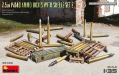 MiniArt 35402 7.5cm PaK40 AMMO BOXES WITH SHELLS SET 2 1/35