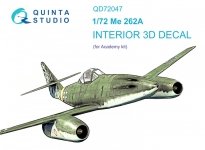 Quinta Studio QD72047 Me-262A 3D-Printed & coloured Interior on decal paper (Academy) 1/72