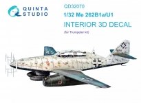 Quinta Studio QD32070 Me 262B1a/U-1 3D-Printed & coloured Interior on decal paper (Trumpeter) 1/32