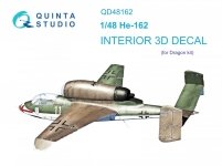 Quinta Studio QD48162 He 162 3D-Printed & coloured Interior on decal paper (Dragon) 1/48