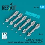 RESKIT RS72-0463 AASM-250 Hammer thermally protected bombs (6 pcs) (3D Printed) 1/72