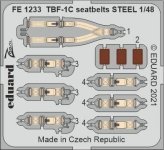 Eduard FE1233 TBF-1C seatbelts STEEL ACADEMY 1/48
