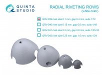 Quinta Studio QRV-039 Radial riveting rows (rivet size 0.10 mm, gap 0.4 mm, suits 1/72), White color 1/72