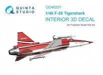 Quinta Studio QD48257 F-20 Tigershark 3D-Printed & coloured Interior on decal paper (Freedom Model) 1/48