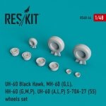 RESKIT RS48-0044 UH-60 Black Hawk, MH-60 (G,L), HH-60 (G,M,P), UH-60 (A,L,P) S-70A-27 (55) wheels set 1/48