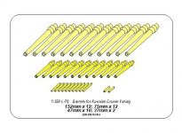 Aber 350L-76 Barrels set for Russian Cruisier “Varyag”: 152mm x 12; 75mm x 12; 47mm x 10; 37mm x 2 (1:350)