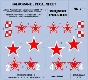 Weikert Decals DEC703 Wojsko Polskie - samoloty szturmowe Ił2M3 - 3 Pułk Lotnictwa Szturmowego - część 1 1/72