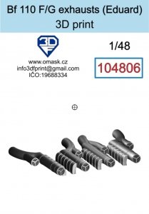 Omask 104806 Bf 110 F/G exhaust (for Eduard) 3D print 1/48