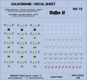 Weikert Decals DEC218 Mundury niemieckie - patki, naramienniki, insygnia na czapki - WAFFEN SS - ver.2 - vol.18 1/35