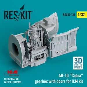 RESKIT RSU32-0136 AH-1G Cobra gearbox with doors for ICM kit (3D Printed) 1/32