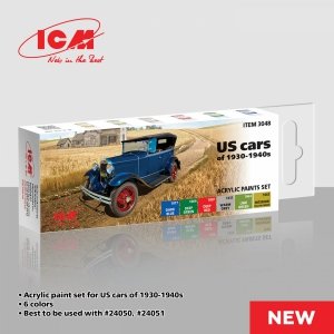 ICM 3048 Acrylic paints set for US cars of 1930 – 1940s 12 ml х 6