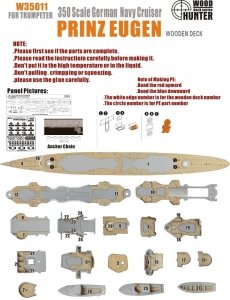 Wood Hunter W35011 Wood deck German Prinz Eugen for Trumpeter 1/350
