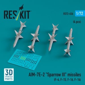 RESKIT RS72-0456 AIM-7E2 Sparrow III missiles (4 pcs) (3D Printed) 1/72