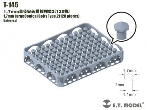 E.T. Model T-145 1.7mm Large Conical Bolts Type.2 120 pieces