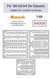 Omask 64009 Bf Fw 190 A2/3/4 masks for control surfaces (for Eduard) 1/48