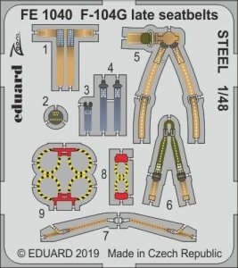 Eduard FE1040 F-104G late seatbelts STEEL 1/48 KINETIC MODEL