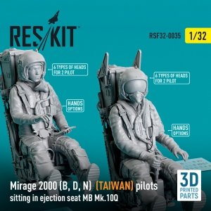 RESKIT RSF32-0035 Mirage 2000 (B, D, N) (TAIWAN) pilots sitting in ejection seat MB Mk.10Q (2 pcs) (3D Printed) 1/32