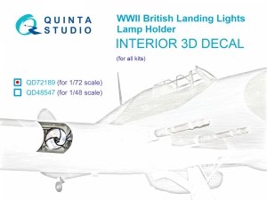 Quinta Studio QD72189 Lamp holder for WWII British landing lights 3D-Printed & coloured Interior on decal paper (All kits) 1/72