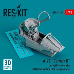 RESKIT RSU48-0396 A-7E Corsair II cockpit late version (Detailed edition) for Hasegawa kit (3D Printed) 1/48