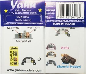 Yahu YMA7357 Fairey Battle Mk.I - Photoetched Instrument Panel (for Airfix, Frrom-Azur, MPM and Special Hobby kits) 1/72