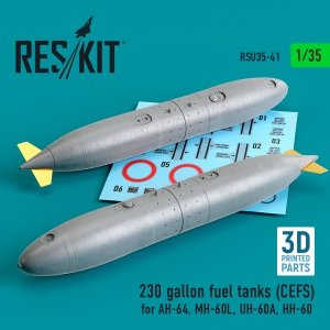 RESKIT RSU35-0041 230 GALLON FUEL TANKS (CEFS) FOR AH-64, MH-60L, UH-60A, HH-60 (3D PRINTED) (2 PCS) 1/35