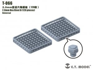 E.T. Model T-066 2.0mm Hex Rivet (120 pieces) ( nity )