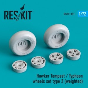 RESKIT RS72-0351 HAWKER TEMPEST/TYPHOON WHEELS SET TYPE 2 (WEIGHTED) 1/72
