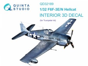 Quinta Studio QD32189 F6F-3E/N Hellcat 3D-Printed coloured Interior on decal paper (Trumpeter) 1/32