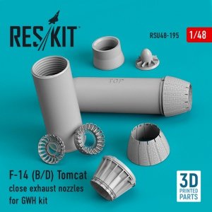 RESKIT RSU48-0195 F-14 (B,D) TOMCAT CLOSE EXHAUST NOZZLES FOR GWH KIT (3D PRINTED) 1/48