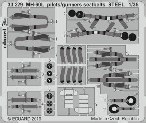 Eduard 33229 MH-60L pilots/ gunners seatbelts STEEL KITTY HAWK 1/35